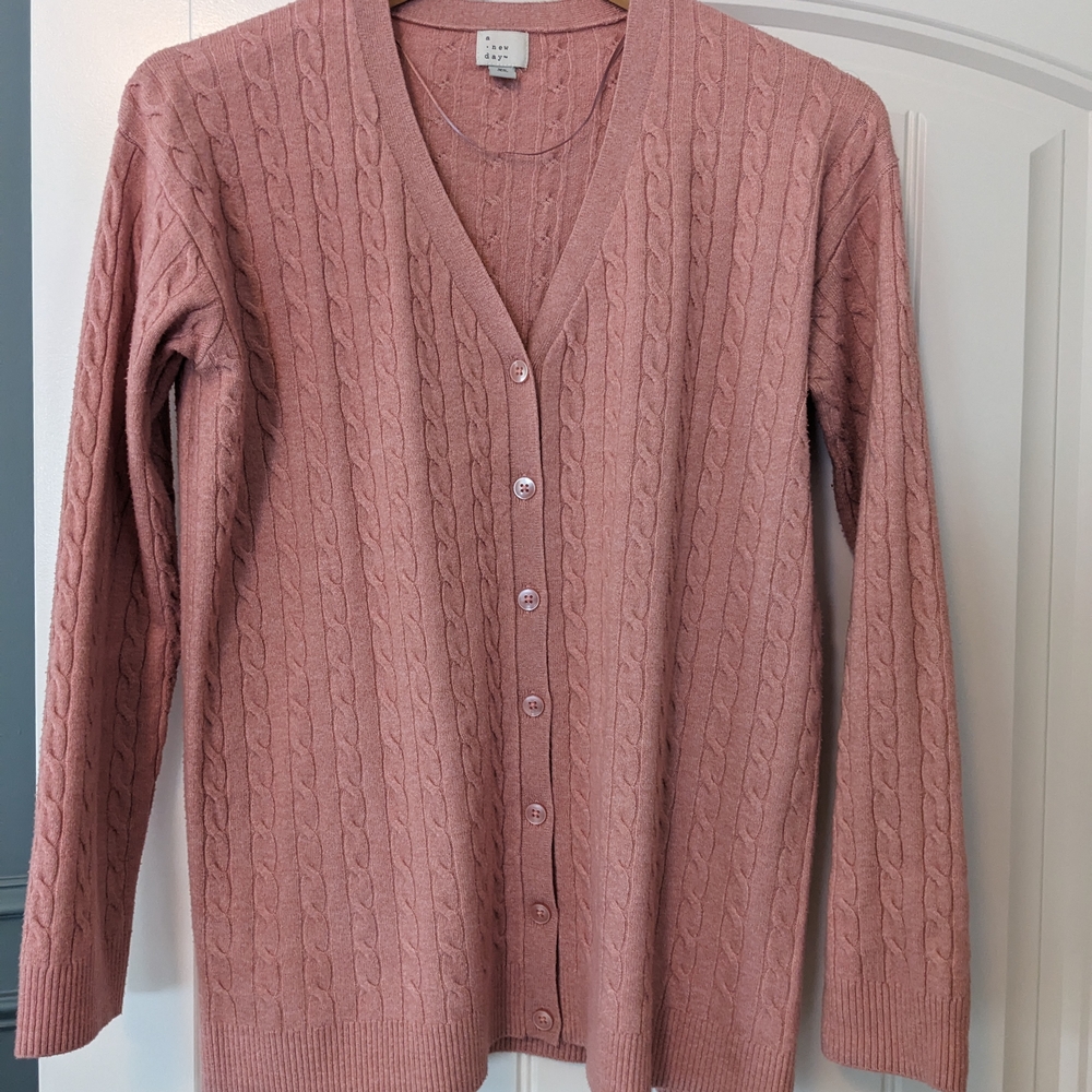 Cozy Pink Cable Knit Cardigan
